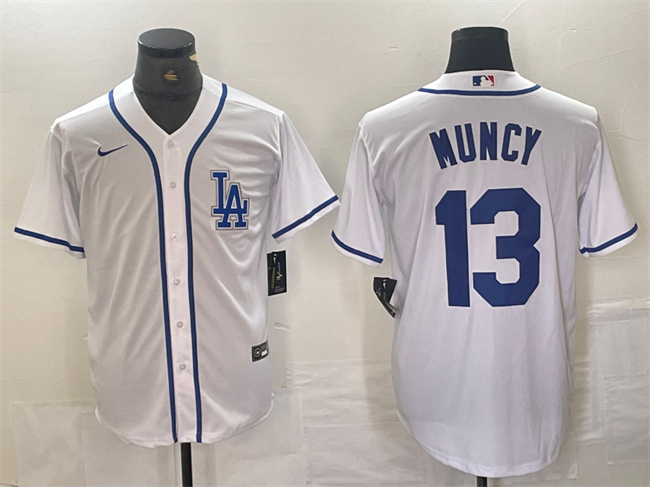 Men's Los Angeles Dodgers #13 Max Muncy White Cool Base Stitched Baseball Jersey
